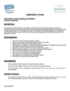 Membership Chair Job Description - Dayton Chamber